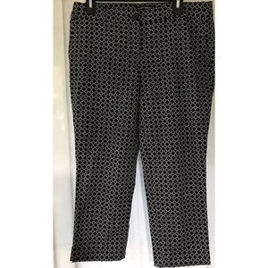 Hilary Radley Women's Geometric Capri Crop Dress Pant Black White Size‎ 10